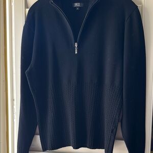 NILS Black Zip Up Sweater with Stand-Up Collar